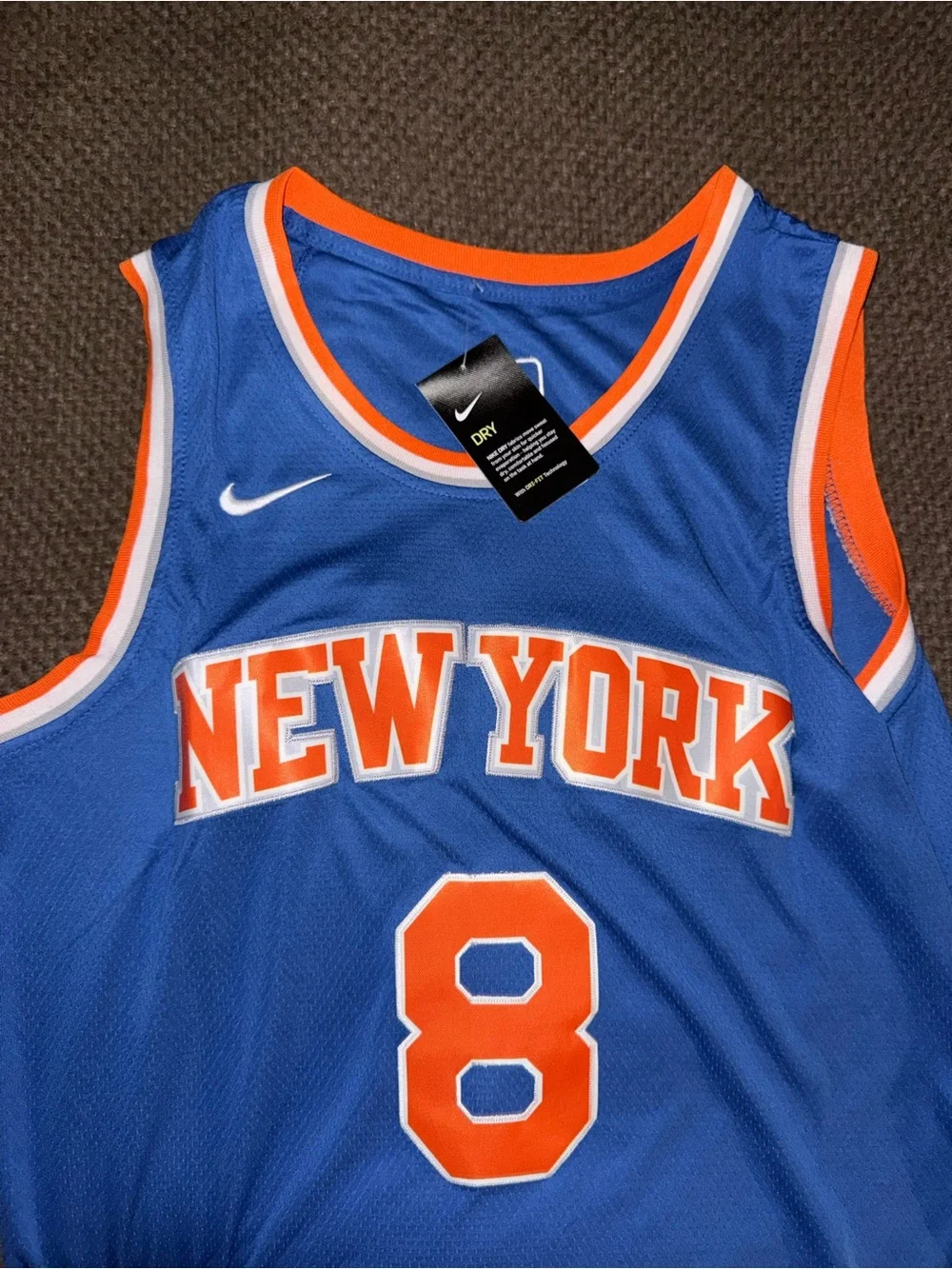Nike Blue and Orange New York #8 Anunoby Basketball Jersey